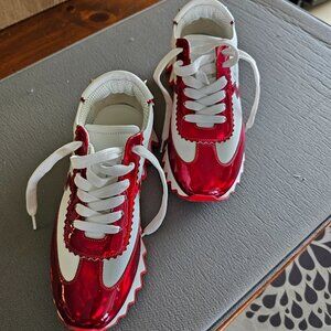 Christian Louboutin Red and White Sneakers